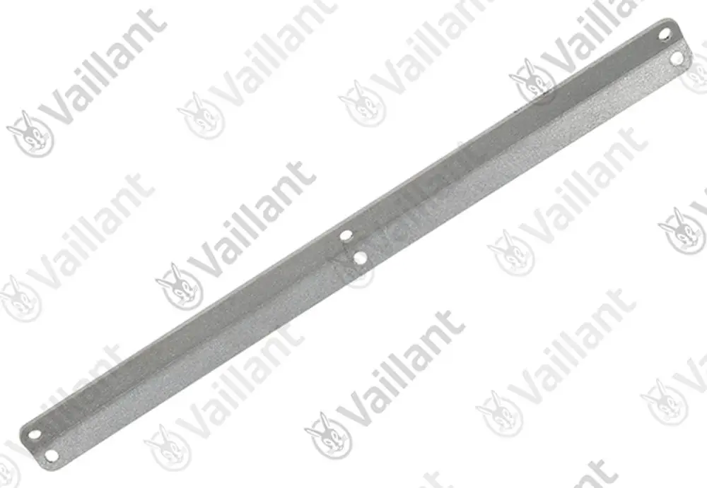 Vaillant Metallabdeckung in länglicher Form mit zwei Bohrlöchern zur Befestigung. Oberfläche mit einer schlichten Struktur.